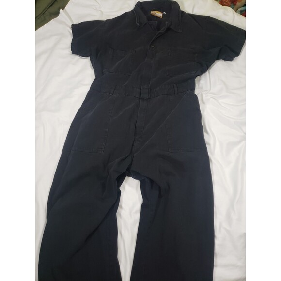 Big Bud Press Short Sleeve Jumpsuit Black w/ Elastic Waist Womans XL - Picture 1 of 16